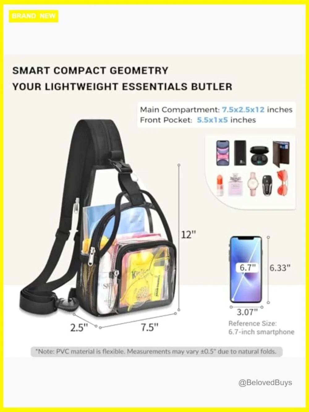 Small Clear Backpack for Women - Convertible Sling & Shoulder, Stadium Approved